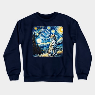 Toyger Starry Night Inspired - Artistic Cat Crewneck Sweatshirt